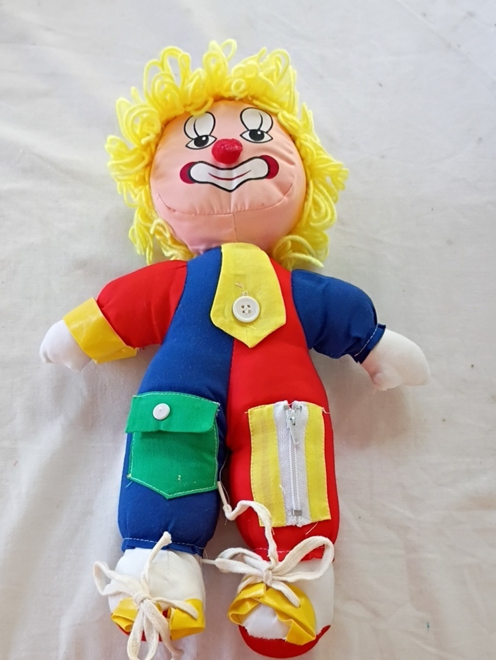 EUC Vintage JSNY Learn To Dress Stuffed Doll Clown #6159 13” high doll plush